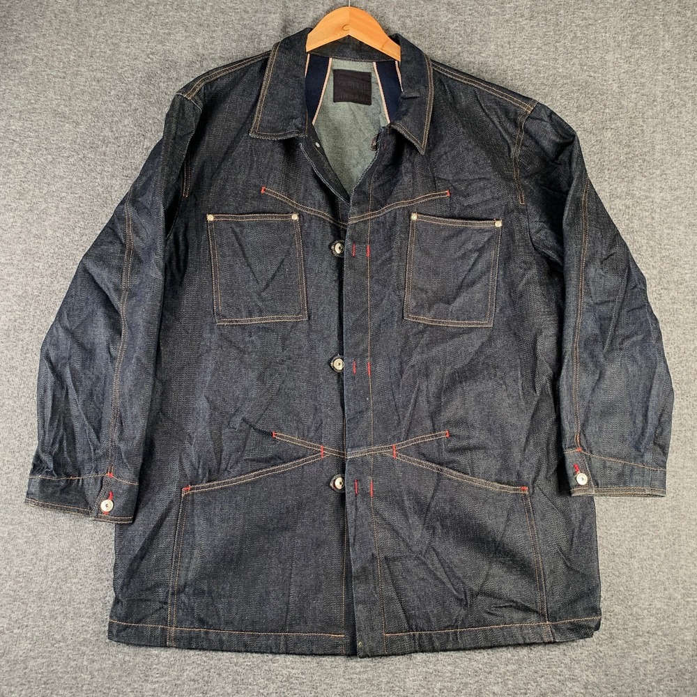 VTG Marithe Girbaud Denim Jacket Men XL Coat Veralls Backpack Straps 90s Y2K